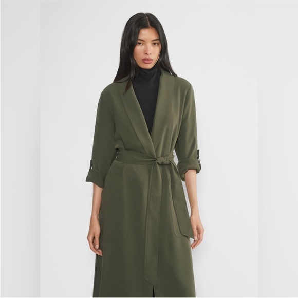 Aritzia Babaton Kahlo Robe Duster Jacket Dark Olive Small - Picture 2 of 10